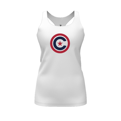 [FT0TRBWH-FYS-LOGO1] Decker Racerback Tank Top (Female Youth S, White, Logo 1)