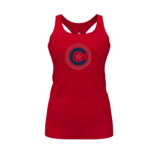 [CUS-DFW-RCBK-PER-RED-FYS-LOGO1] Racerback Tank Top (Female Youth S, Red, Logo 1)