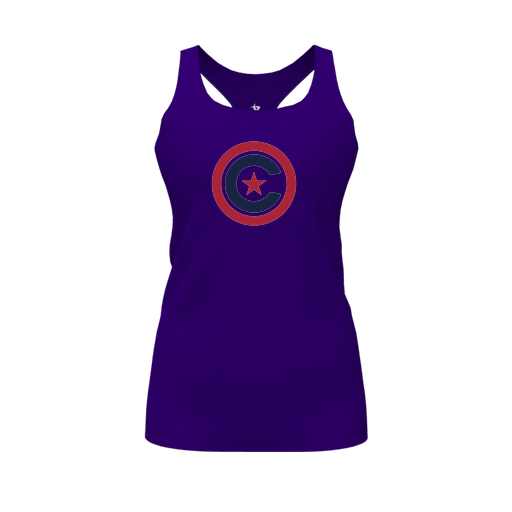 [FT0TRBPP-FYS-LOGO1] Decker Racerback Tank Top (Female Youth S, Purple, Logo 1)