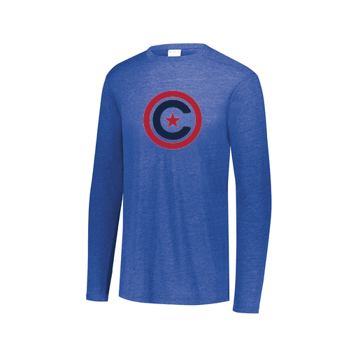 [FTLCUBRY-AXS-LOGO1] Decker Men's Tri-Blend T-Shirt - Long Sleeve (Adult XS, Royal, Logo 1)