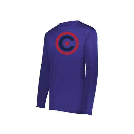 [222823.747.S-LOGO1] Youth LS Smooth Sport Shirt (Youth S, Purple, Logo 1)
