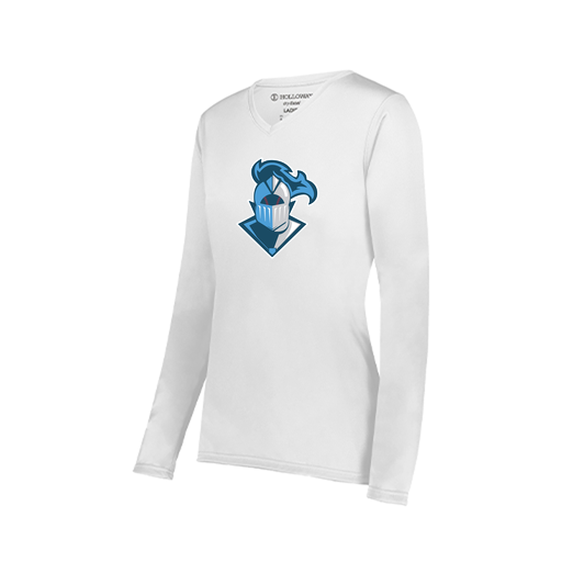 [222824.005.S-LOGO2] Ladies LS Smooth Sport Shirt (Female Adult S, White, Logo 2)