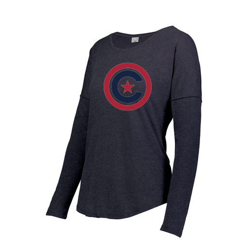 [FTLCUBNV-FAXS-LOGO1] Decker Women's Tri-Blend T-Shirt - Long Sleeve (Female Adult XS, Navy, Logo 1)