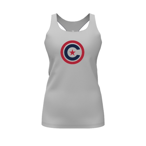 [CUS-DFW-RCBK-PER-GRY-FYS-LOGO1] Racerback Tank Top (Female Youth S, Gray, Logo 1)