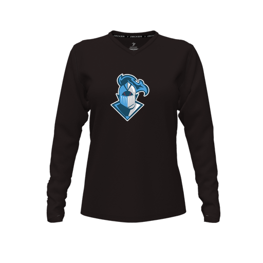 [CUS-DFW-TEES-CMF-VNK-LSL-BLK-FYXS-LOGO2] Decker Comfort T-Shirt (Female Youth XS, Black, V Neck, Logo 2, Long Sleeve)