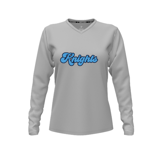 [CUS-DFW-TEES-CMF-VNK-LSL-GRY-FYXS-LOGO3] Comfort T-Shirt (Female Youth XS, Gray, V Neck, Logo 3, Long Sleeve)